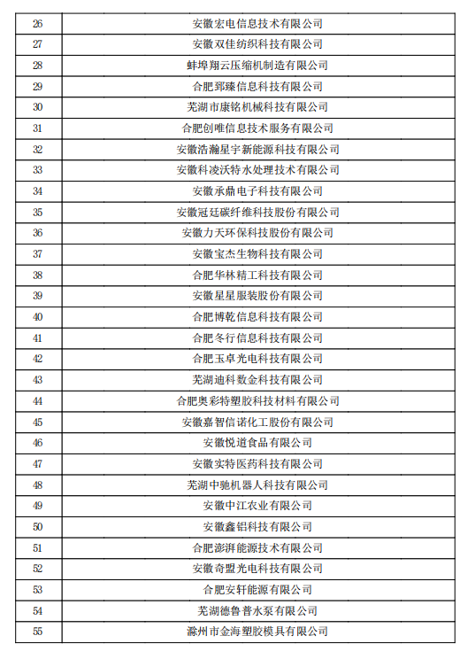 2022年第一批安徽省高新技術(shù)企業(yè)認(rèn)定名單